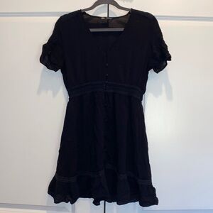 Zara Black Short Sleeve V-Neck Mini Dress